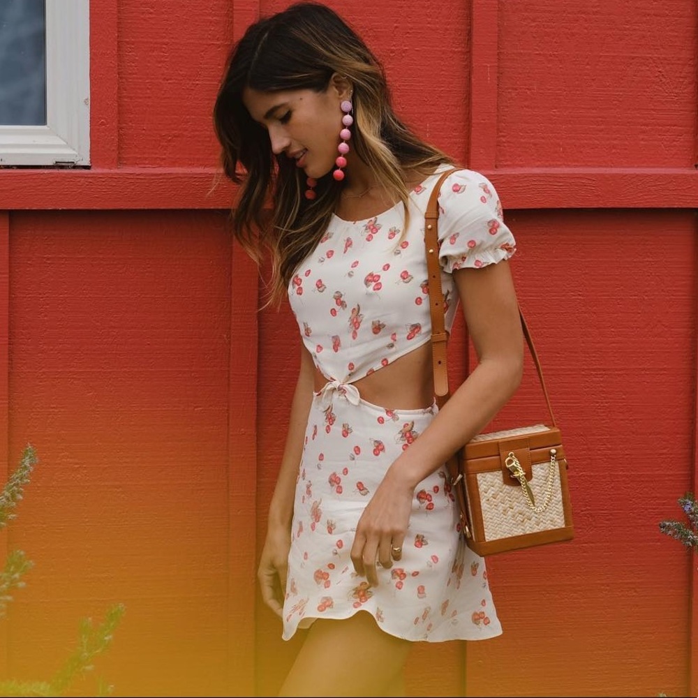 For Love and Lemons Cherry Cut Out Summer Dress XS